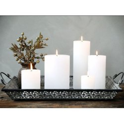 Bloklys H15/7 cm Macon rustik hvid - brndetid 80 timer